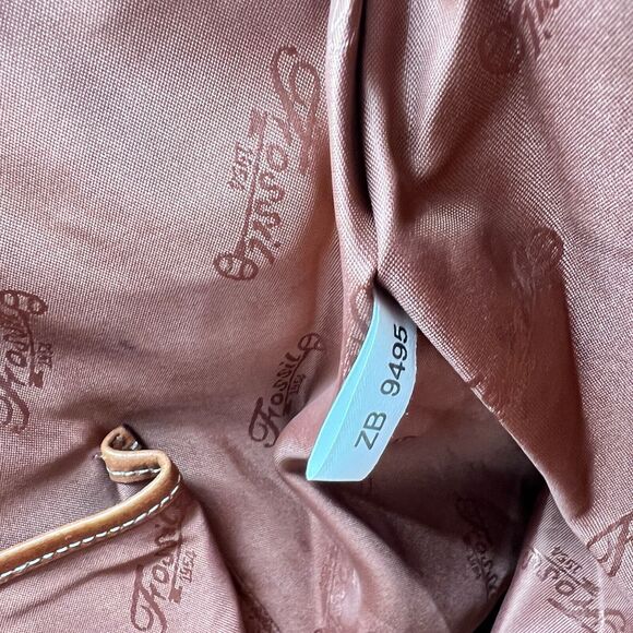 Fossil Tote 1954 Khaki Tan Twill Large Shoulder Bag Brown Leather Trim ZB9495 - Picture 12 of 12